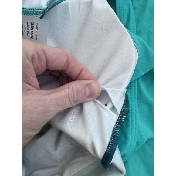 Womens One Piece Swimsuit Tummy Control Cutout High Waisted Ruffled V Neck Teal - Picture 8 of 8